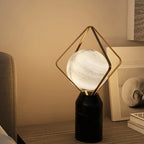 Elegant Plug-In Globe Stone and Glass LED Table Lamp