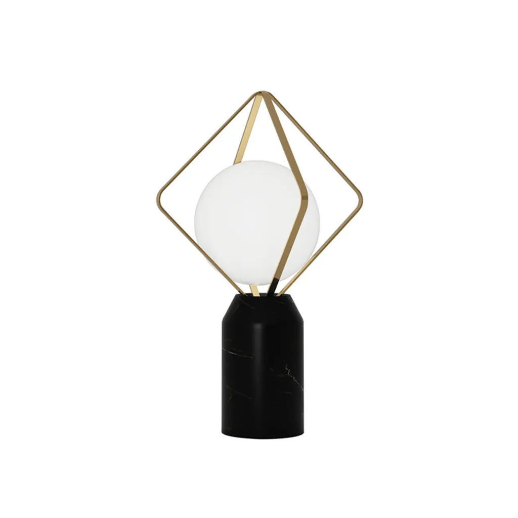 Elegant Plug-In Globe Stone and Glass LED Table Lamp