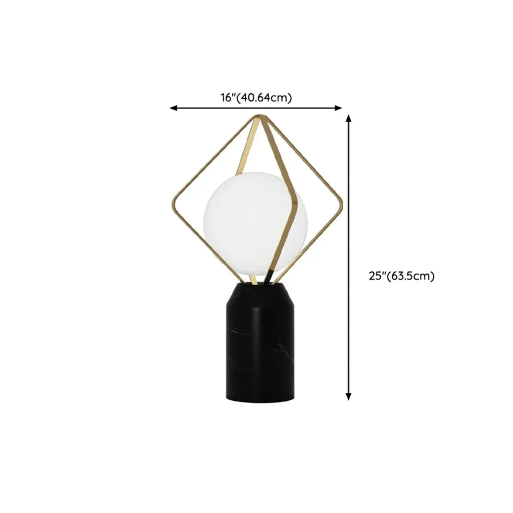 Elegant Plug-In Globe Stone and Glass LED Table Lamp