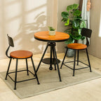 Adjustable Round Wood Metal Industrial Bar Table