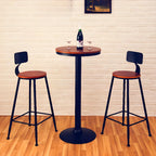 Adjustable Round Wood Metal Industrial Bar Table