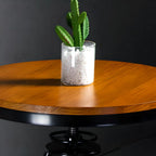 Adjustable Round Wood Metal Industrial Bar Table
