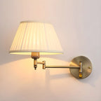 Classic White Fabric Shade Swing Arm Wall Light