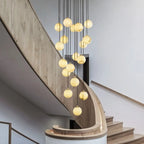 Adjustable Modern Stone Globe Rope Pendant Light