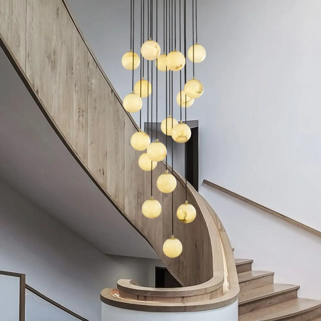 Adjustable Modern Stone Globe Rope Pendant Light