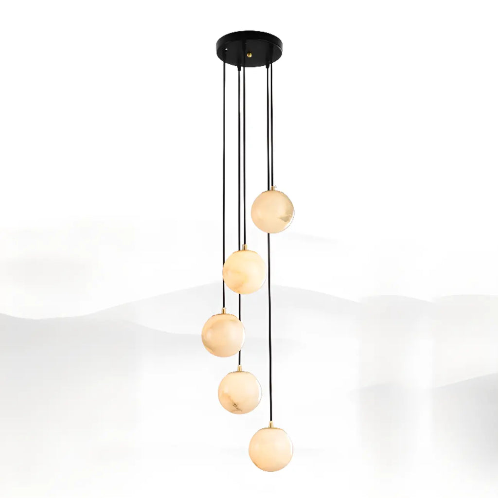 Adjustable Modern Stone Globe Rope Pendant Light