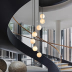 Adjustable Modern Stone Globe Rope Pendant Light