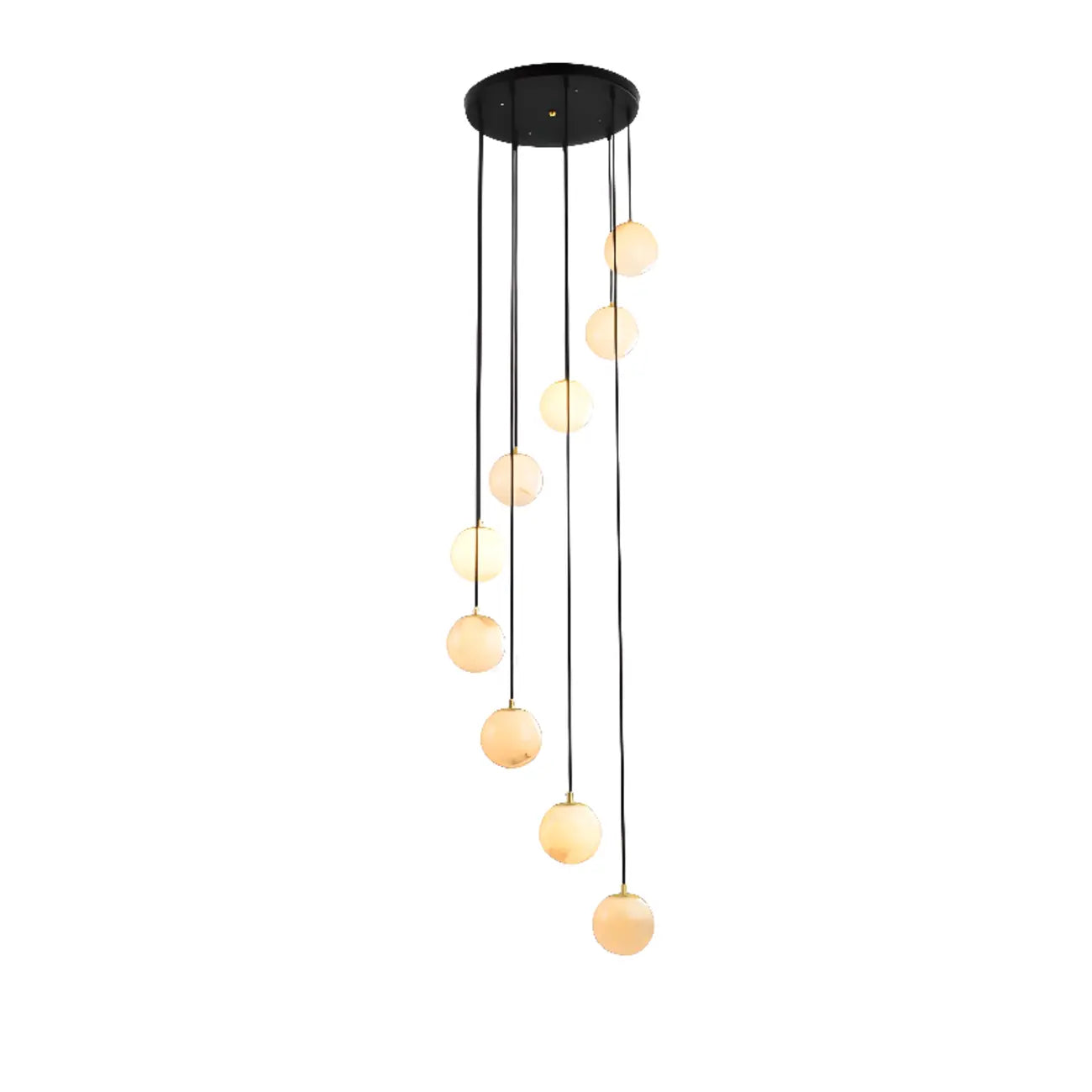 Adjustable Modern Stone Globe Rope Pendant Light