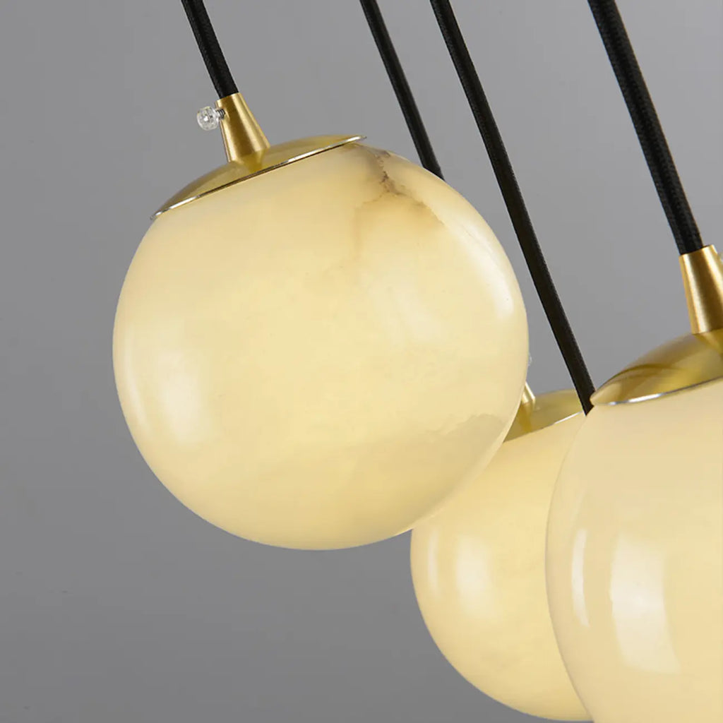 Adjustable Modern Stone Globe Rope Pendant Light