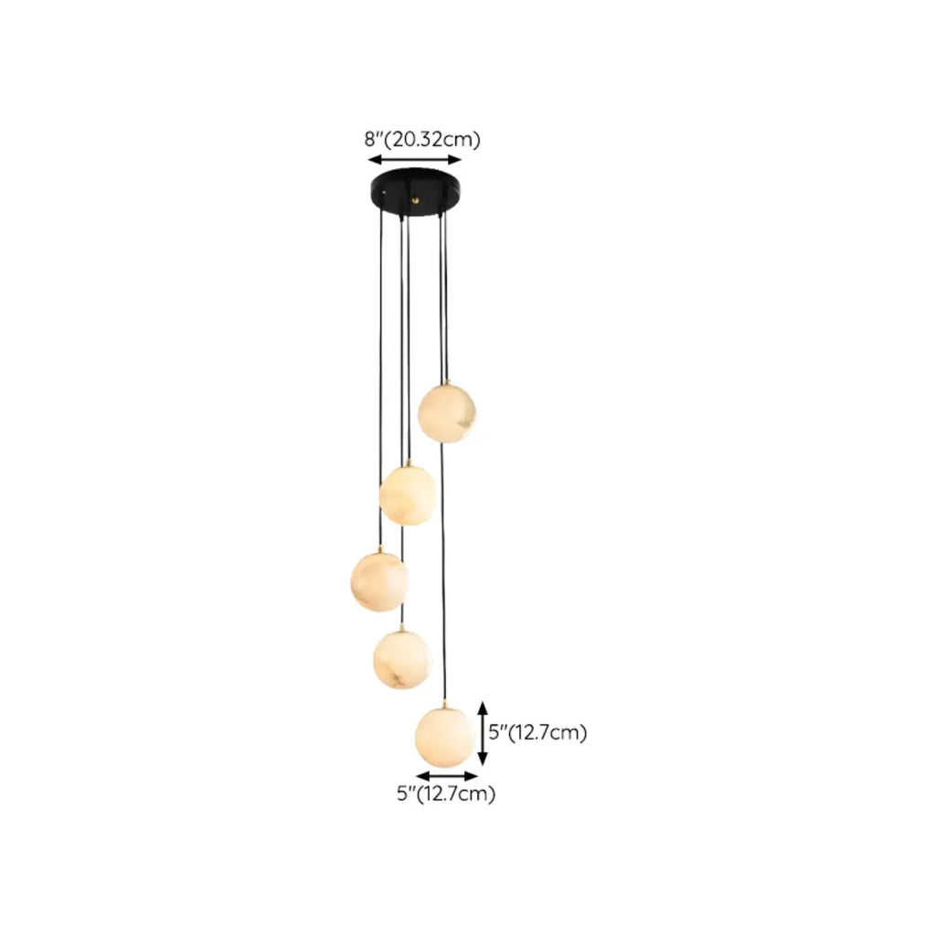 Adjustable Modern Stone Globe Rope Pendant Light