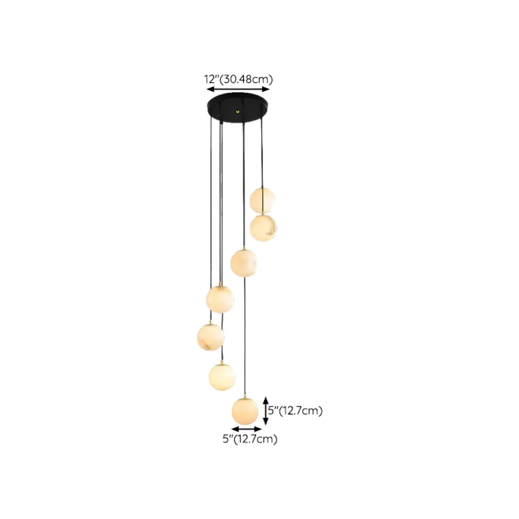 Adjustable Modern Stone Globe Rope Pendant Light