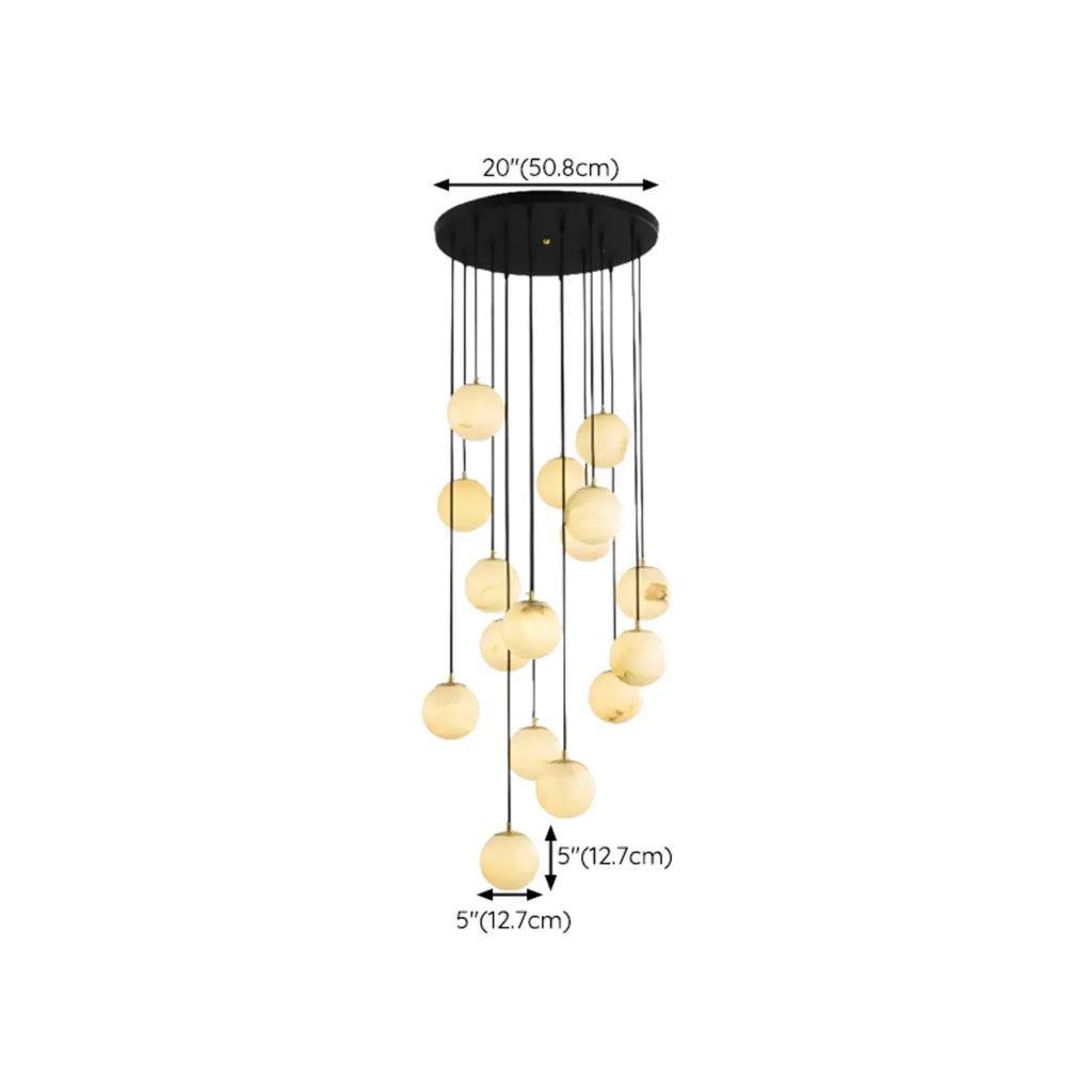 Adjustable Modern Stone Globe Rope Pendant Light