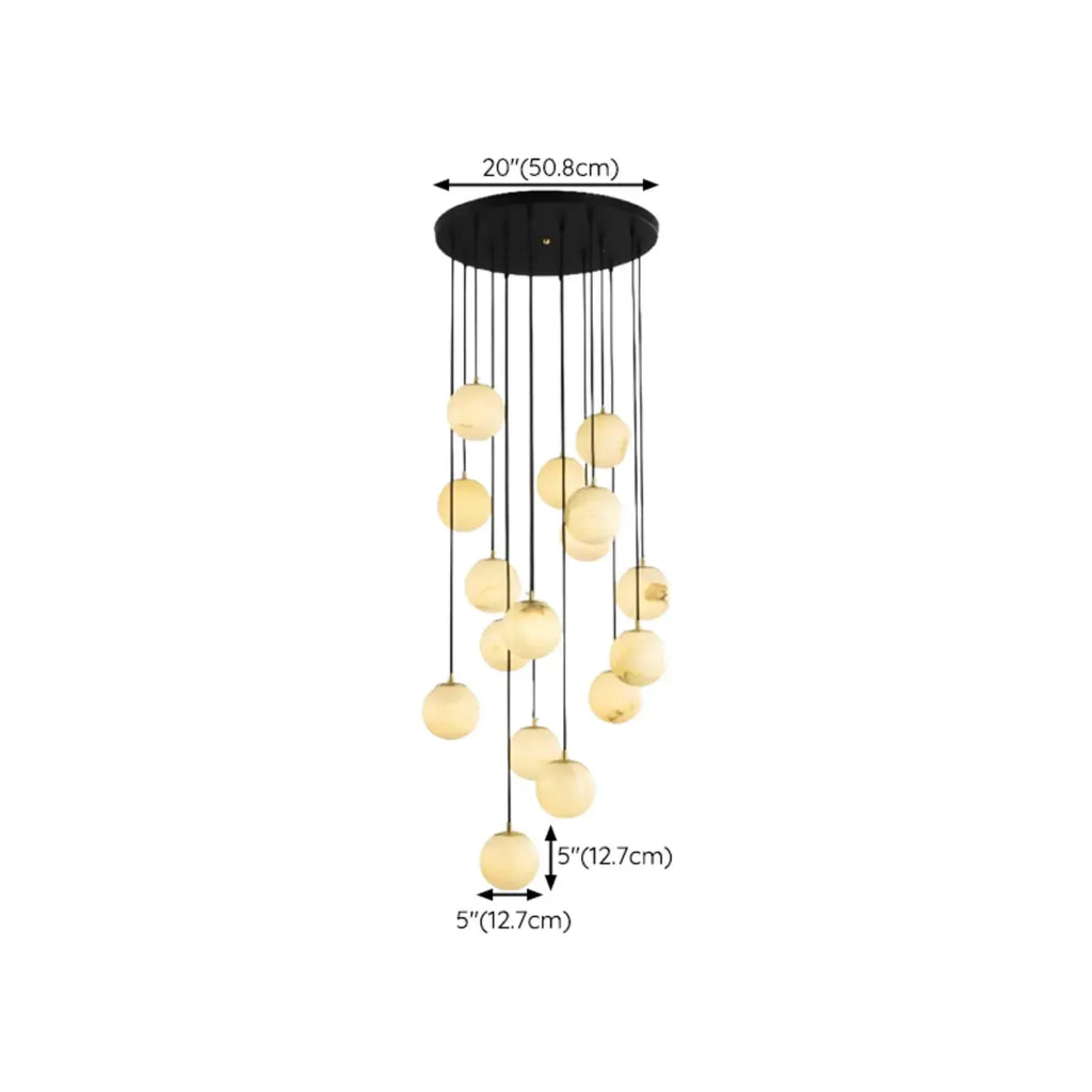 Adjustable Modern Stone Globe Rope Pendant Light