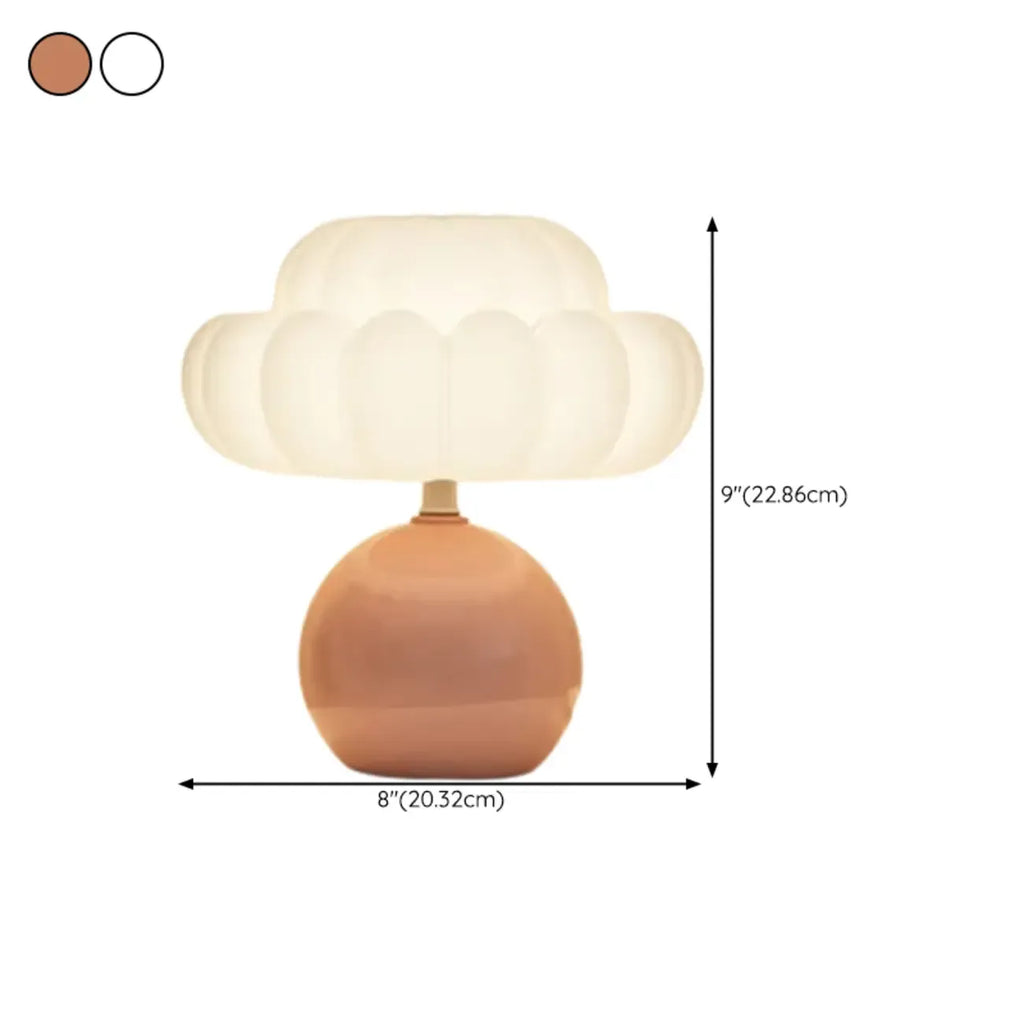 Pumpkin-Shape White Resin LED Table Lamp in 3 Color Light