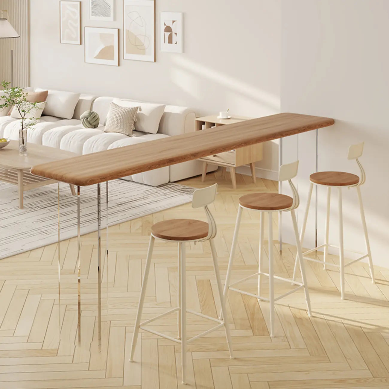 Natural Wood Bar Height Table for Modern Home Dining