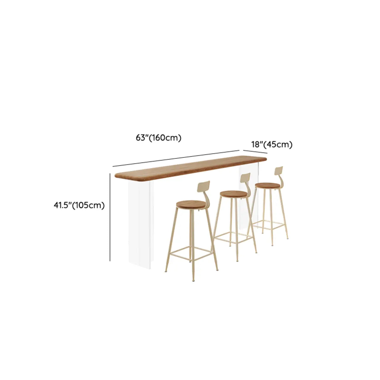 Natural Wood Bar Height Table for Modern Home Dining