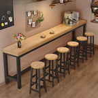 Industrial Brown Wooden Bar Table with Footrest for Home Pub