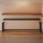 Industrial Brown Wooden Bar Table with Footrest for Home Pub
