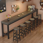 Industrial Brown Wooden Bar Table with Footrest for Home Pub
