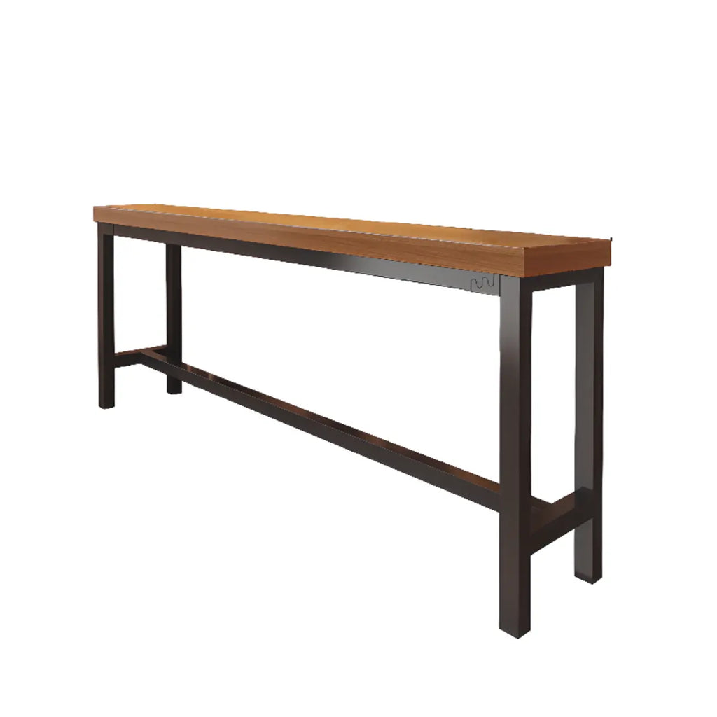 Industrial Brown Wooden Bar Table with Footrest for Home Pub