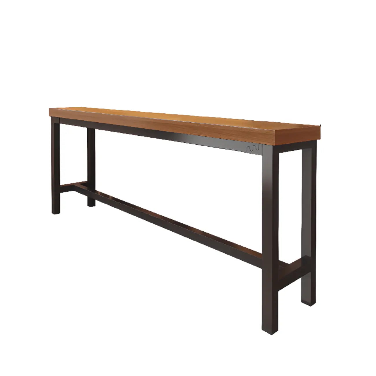 Industrial Brown Wooden Bar Table with Footrest for Home Pub
