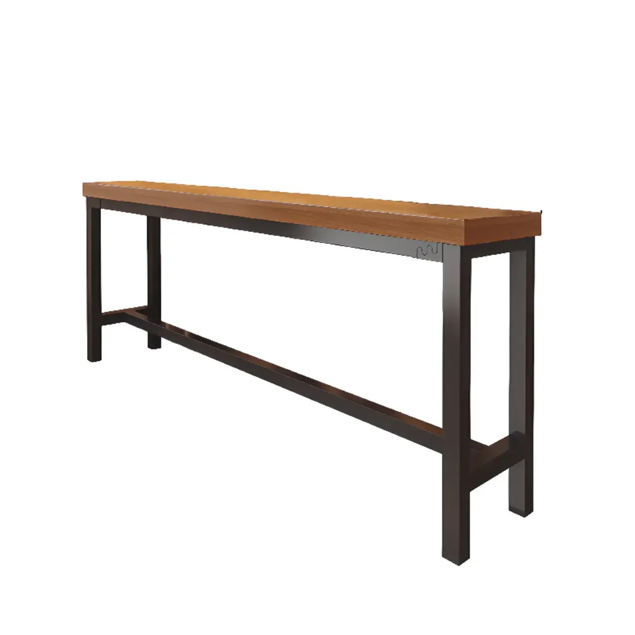 Industrial Brown Wooden Bar Table with Footrest for Home Pub