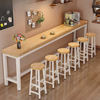 Industrial Brown Wooden Bar Table with Footrest for Home Pub