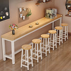 Industrial Brown Wooden Bar Table with Footrest for Home Pub