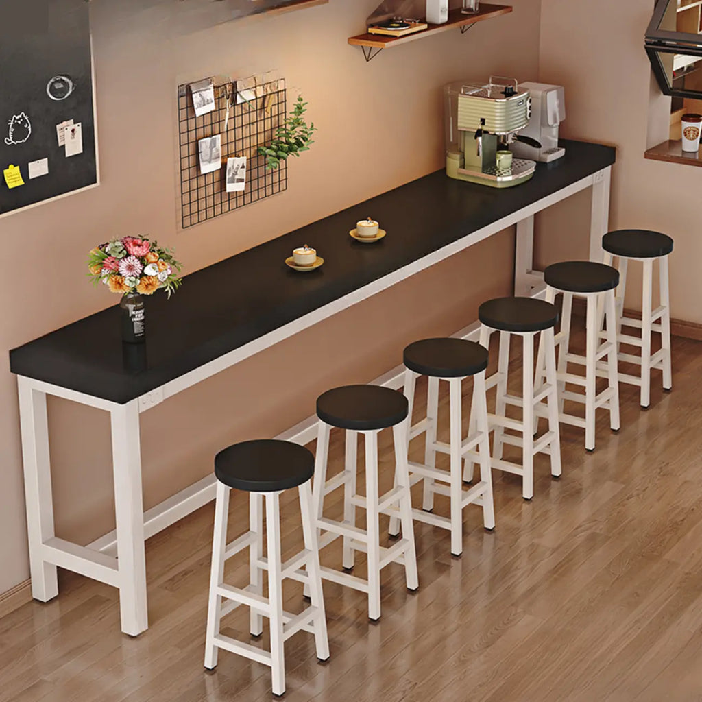 Industrial Brown Wooden Bar Table with Footrest for Home Pub