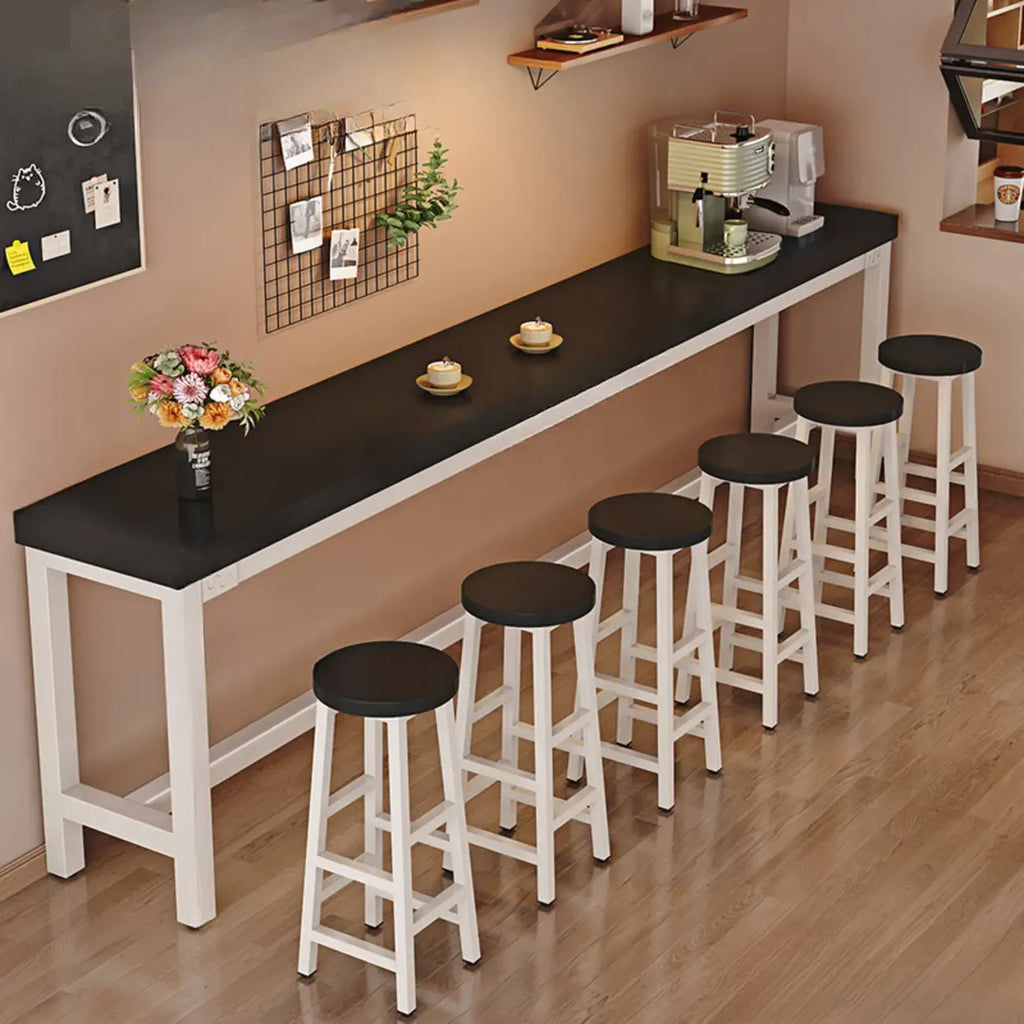 Industrial Brown Wooden Bar Table with Footrest for Home Pub