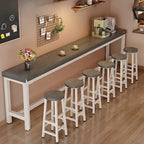 Industrial Brown Wooden Bar Table with Footrest for Home Pub