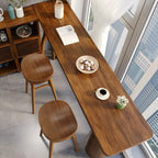 Art Deco Brown Wooden Counter Height Bar Table for Living Room