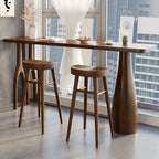 Art Deco Brown Wooden Counter Height Bar Table for Living Room