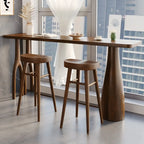 Art Deco Brown Wooden Counter Height Bar Table for Living Room