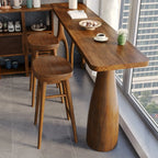 Art Deco Brown Wooden Counter Height Bar Table for Living Room