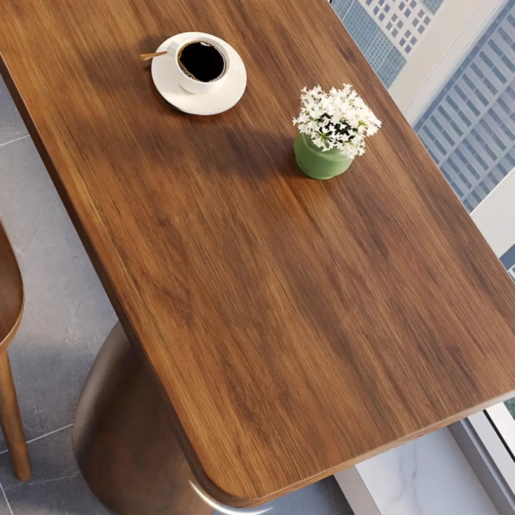 Art Deco Brown Wooden Counter Height Bar Table for Living Room