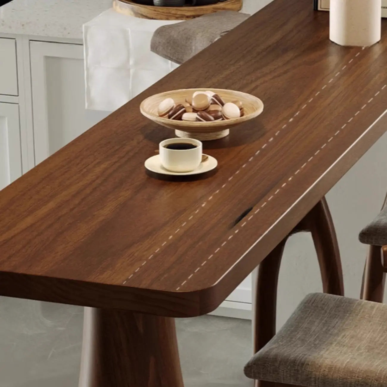 Art Deco Brown Wooden Counter Height Bar Table for Living Room