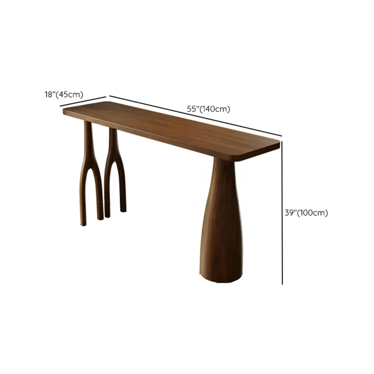 Art Deco Brown Wooden Counter Height Bar Table for Living Room