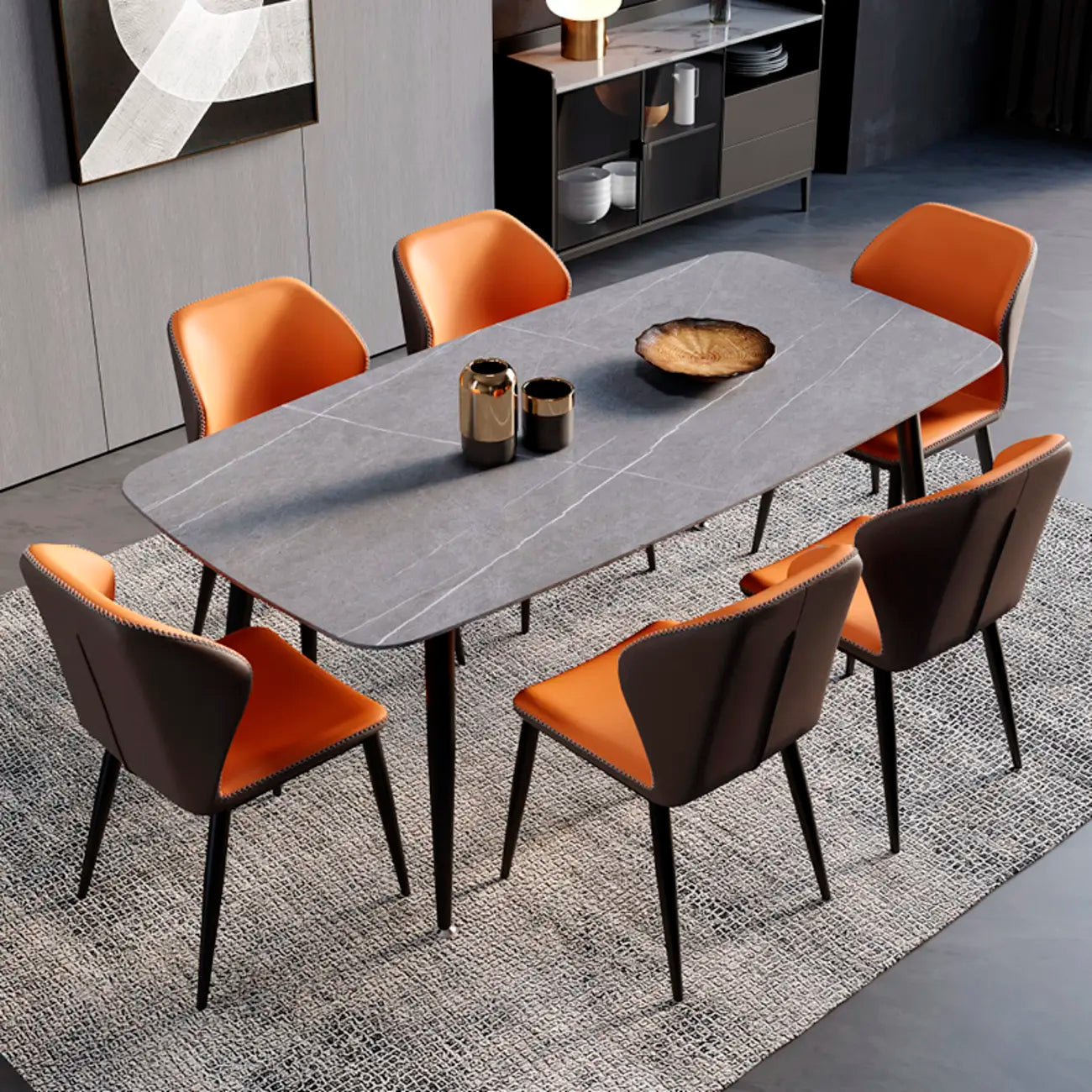 Scandinavian Faux Leather Wingback Dining Chairs