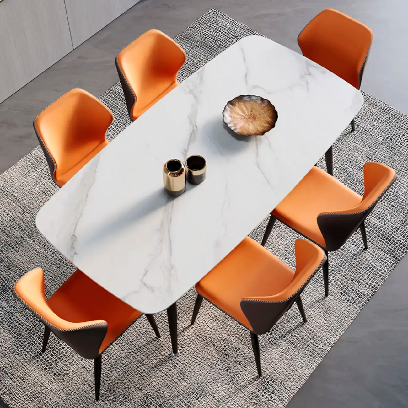 Scandinavian Faux Leather Wingback Dining Chairs