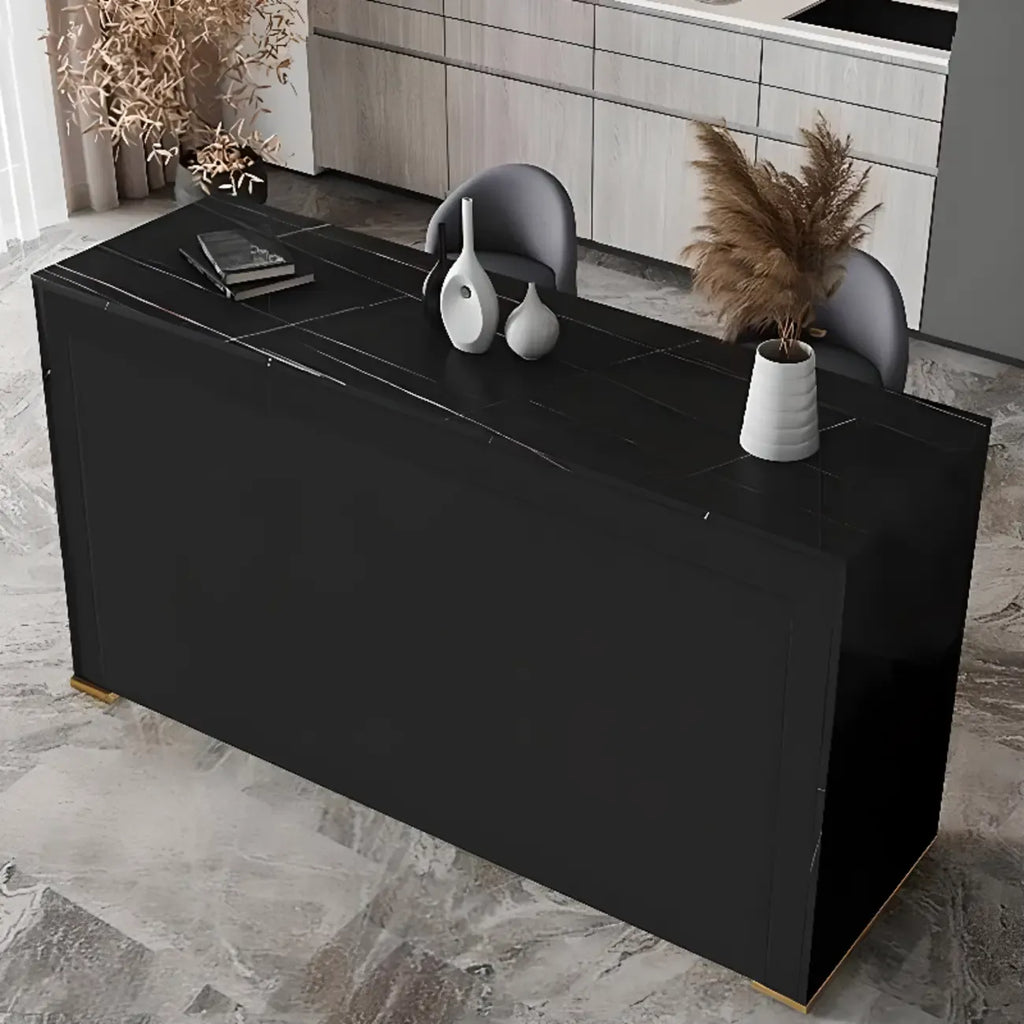 Modern Black Stone Top Bar Height Table for Kitchen