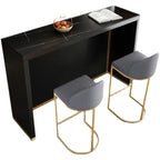 Modern Black Stone Top Bar Height Table for Kitchen
