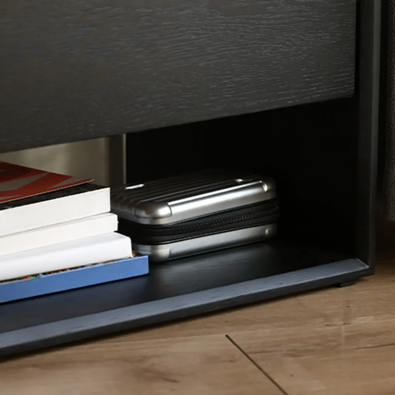 Modern Black Bedside Table with Drawer Storage