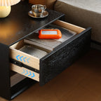 Modern Black Bedside Table with Drawer Storage