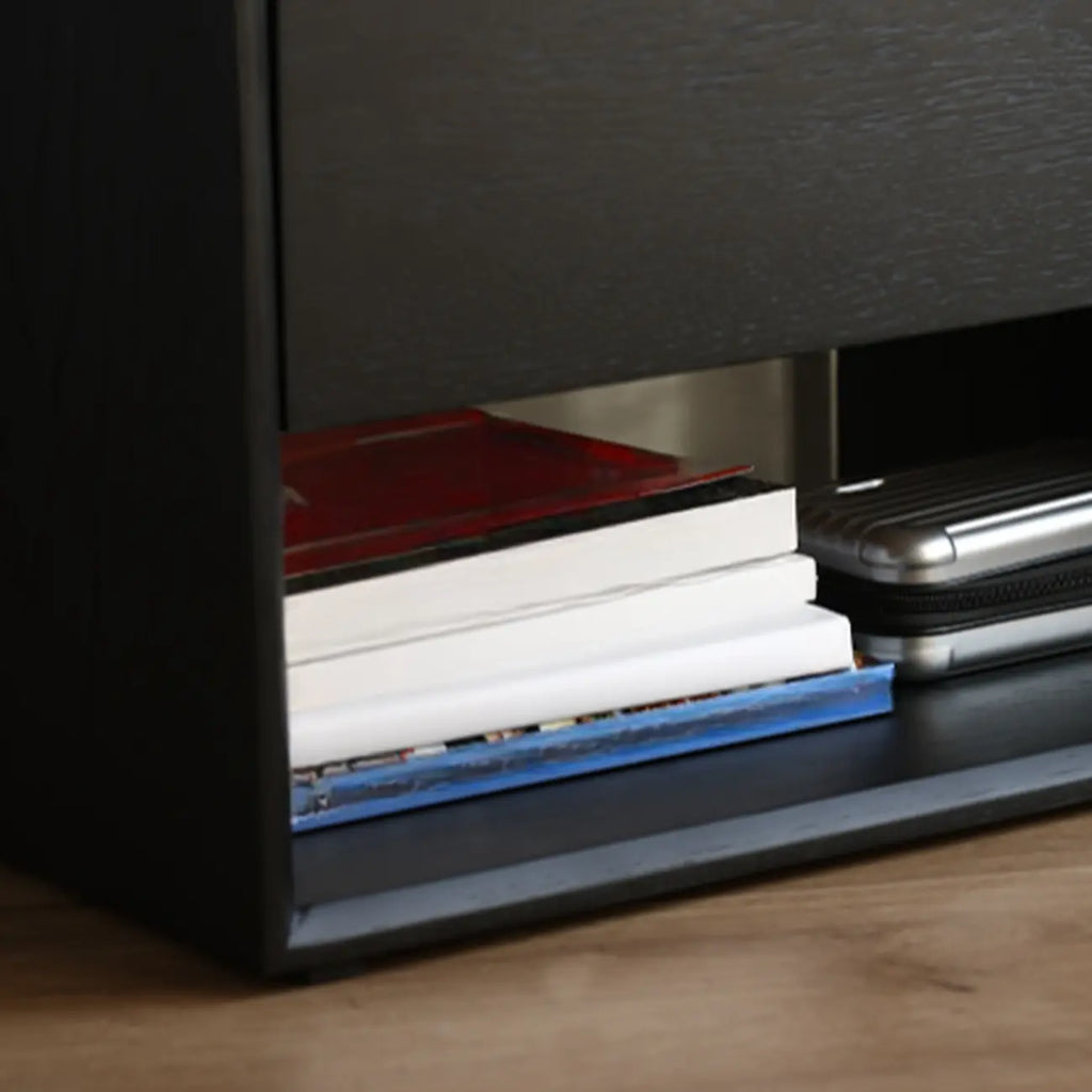 Modern Black Bedside Table with Drawer Storage