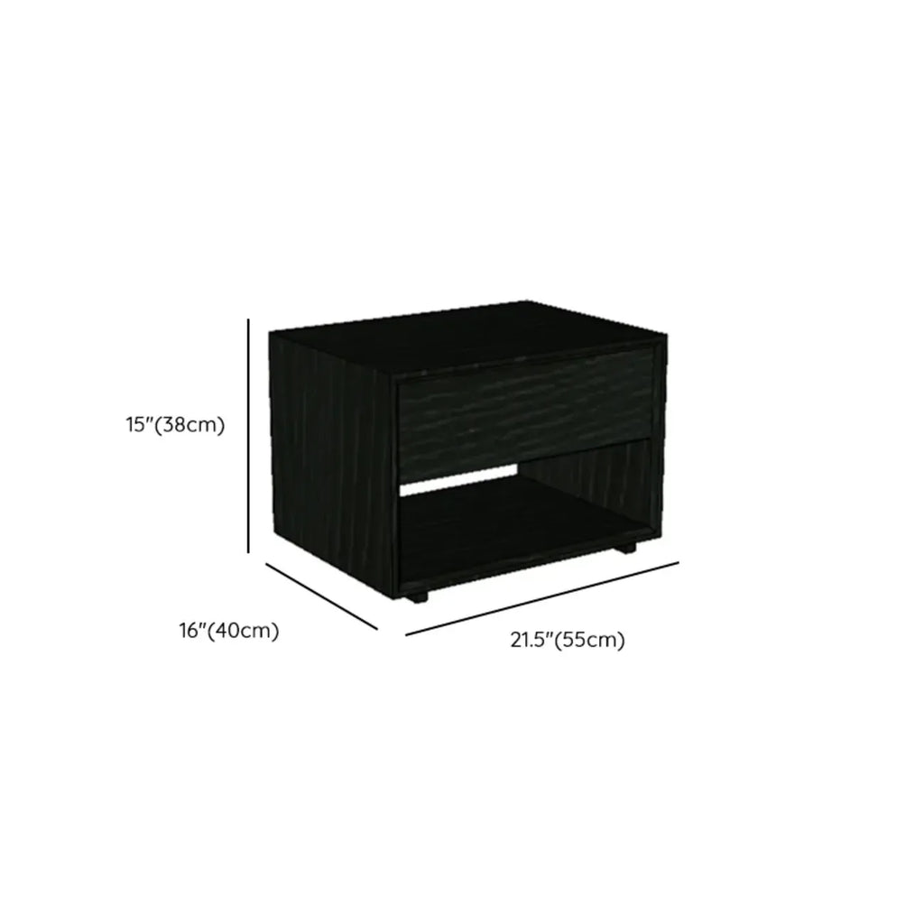 Modern Black Bedside Table with Drawer Storage