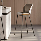 Modern Luxury Trapezoid Cushion Microfiber Leather Carbon Steel Bar Stool