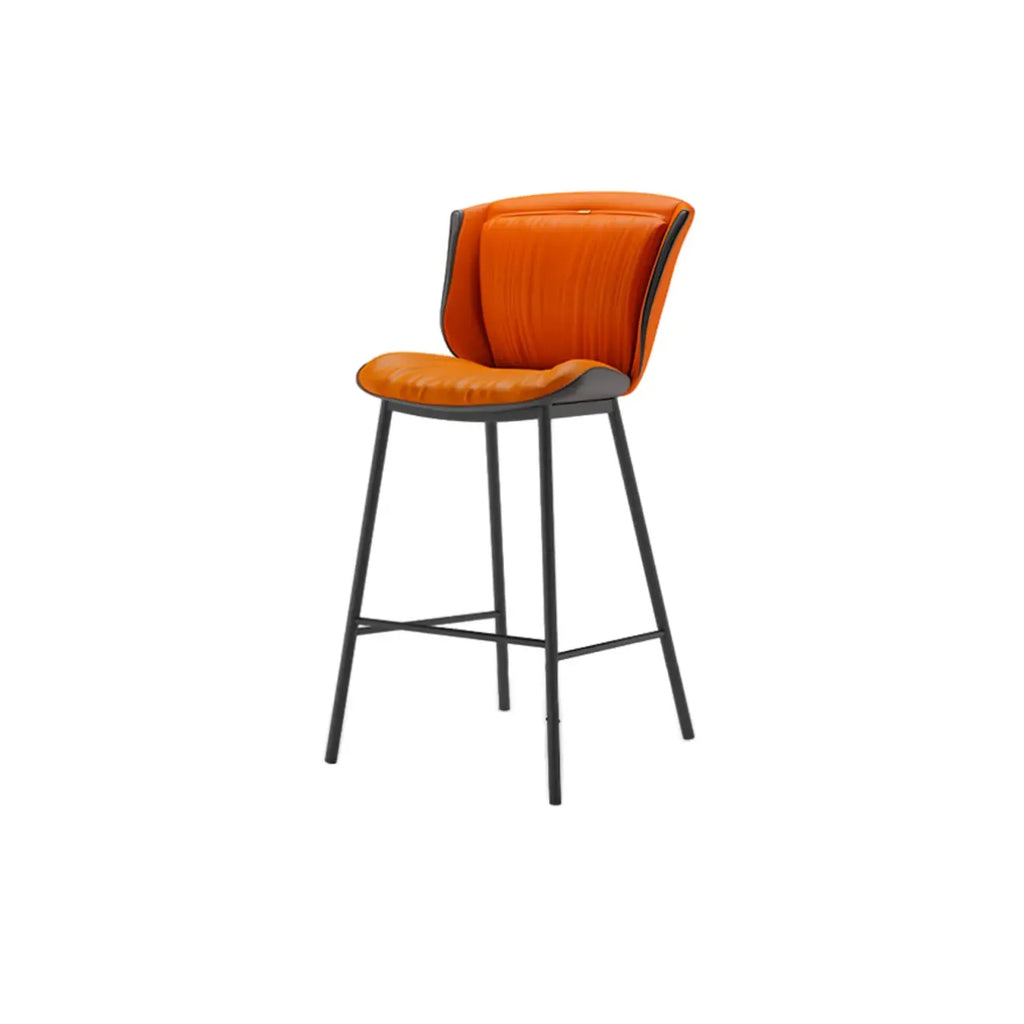 Modern Luxury Trapezoid Cushion Microfiber Leather Carbon Steel Bar Stool