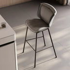 Modern Luxury Trapezoid Cushion Microfiber Leather Carbon Steel Bar Stool