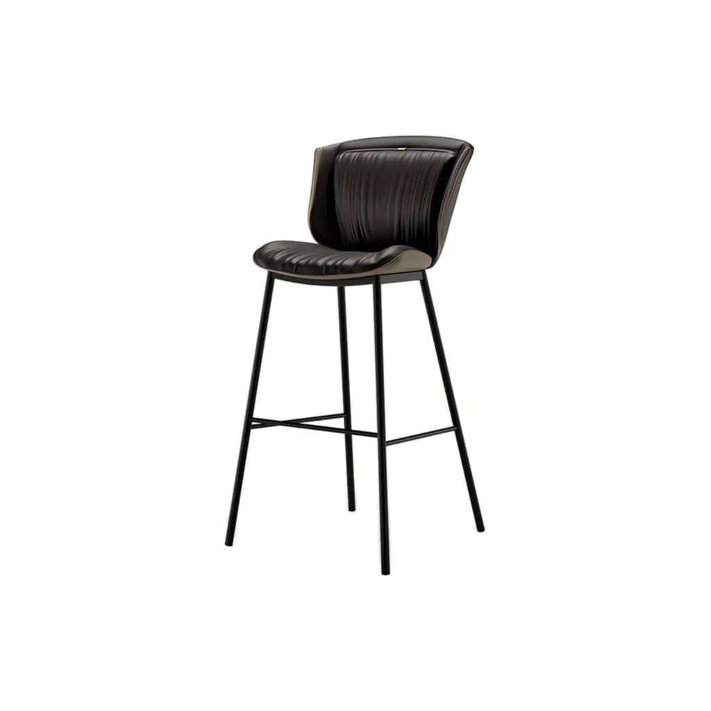 Modern Luxury Trapezoid Cushion Microfiber Leather Carbon Steel Bar Stool